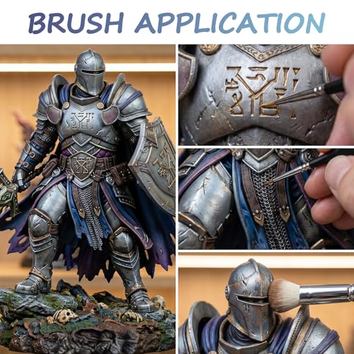 FansArriche Model Paint, 28 Colors with 2 Thinners, 8 Brushes & 2 Drybrush | Airbrush Compatible Miniature Paint Set, Acrylic Model Paint and Brush Set for Miniatures, Gaming Figures, 3D Prints & Crafts