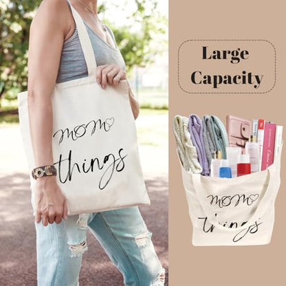 Aesthetic Canvas Tote Bag for Women with Inner Pocket - color: Mom