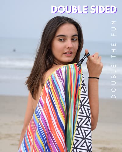 ECCOSOPHY Microfiber Beach Towel - Quick Dry, Sand Free and Oversized 71x35 | Super absorbent, lightweight, swimming, gym, extra large, pool, cruise, camping, yoga, travel, compact, carry bag, vacation - color: Key West