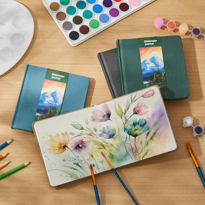 Mooliwe 4Pcs Watercolor Journal 5.5"x5.5" Watercolor Sketchbook,Dark Green - color: Dark Green