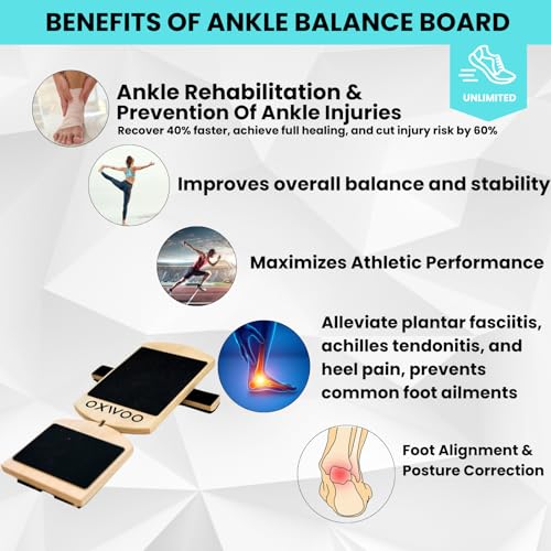 Foot-Ankle-Balance Training Board, Black Wood Balance Board for Adults