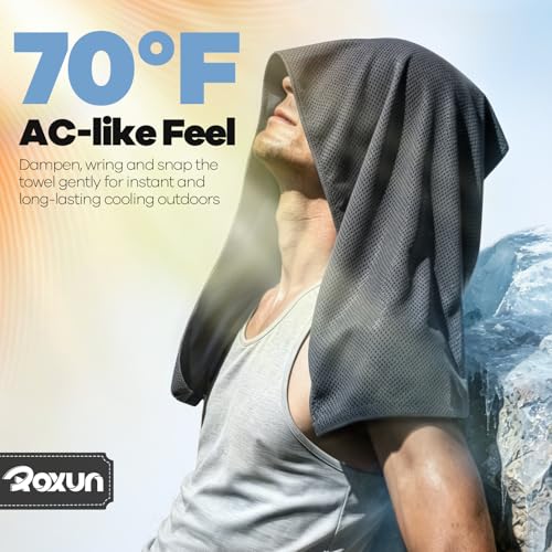 ROXUN Cooling Towels, 4 Pack (40''x12'') Chilly Ice Rags for Neck and Face - color: Gray+blue+green+black