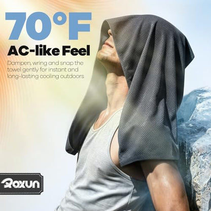 ROXUN Cooling Towels, 4 Pack (40''x12'') Chilly Ice Rags for Neck and Face - color: 4 Black