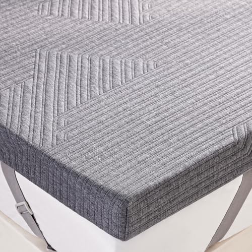 BDEUS 3 inch Extra Firm Memory Foam Mattress Topper Full Size for Big Guys, Supportive Mattress Pad for Back Pain Relief, Double Bed Foam Topper with with Senior Grey Cover, 54 × 75 Inch - size: Full, style: 3 inch
