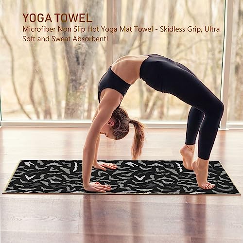 Yoga Mat Towel Halloween Bats, 73" x 27" - color: Halloween Bats