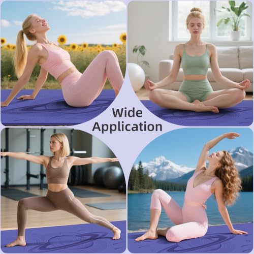 HAHE Extra Wide Yoga Mat, 72"x40"x0.4"Thick, Large Exercise Mats - color: Light Purple