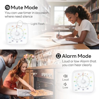 Yunbaoit Visual Timer with Night Light, 60 Minute Countdown, White Rainbow - color: White-rainbow