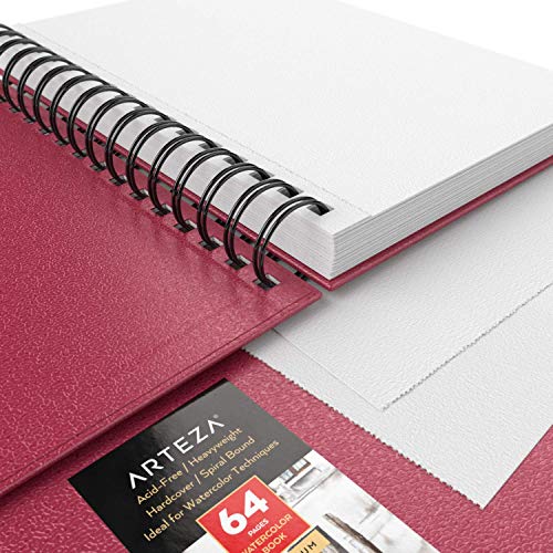 ARTEZA Watercolor Sketchbook, 3-Pack, 64 Pages Each, 5.5 x 8.5 Inches, Pink Hardcover, 140-Pound Spiral-Bound Paper - color: Pink, size: 5.5x8.5 inch - 3 pack