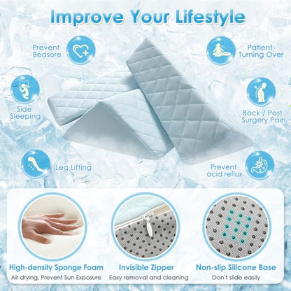 NEPPT Wedge Pillow Body Position Wedges Back Positioning Elevation Pillow Case Pregnancy Bedroom Eevated Body Alignment Ankle Support Pillow Leg Bolster (3-in-1 Cooling) - color: 3-in-1 Cooling
