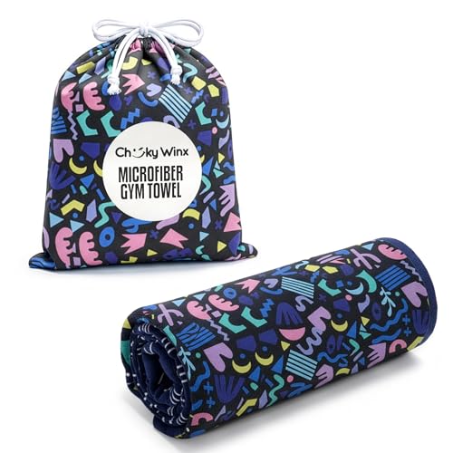 CHEEKY WINX Microfiber Gym Towel – Highly Absorbent Microfiber Sweat Towel, Quick-Dry Lightweight Design, Odour-Resistant Fabric, Matching Carry Bag, Blackfiesta, Large (120 x 60 cm) - color: Black Fiesta, size: Large