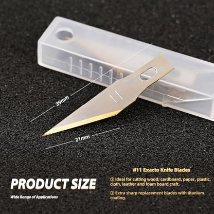 EHDIS Precision Craft Hobby Knife Blades # 11 Titanium Coated Blade Refill Hobby Art Blades Cutting Tool with Storage Case for Craft, Hobby, Scrapbooking, Stencil-20 Pack (Pack of 40) - size: Pack of 40
