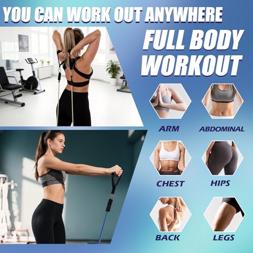 WHATAFIT Resistance Bands with Handles, 5-Level Exercise Bands for Workout - color: Green Blue