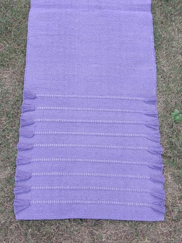 Jaipur art & Rugs Organic Cotton Yoga Mat - Eco-Friendly Hand-Woven Rug - Non Slip & Thick (24”x72”x5mm) for Everyday Fitness at Home - Comfortable Extra-Long - color: Purple