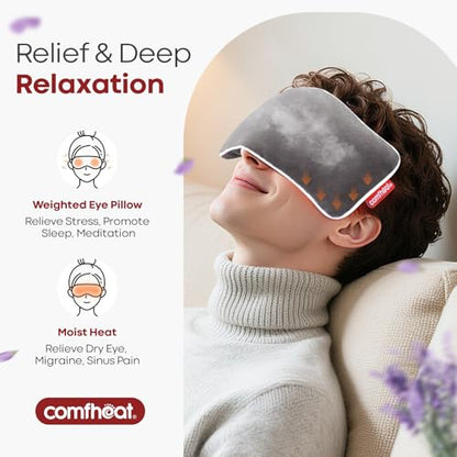2 Pack Lavender Weighted Eye Pillows for Yoga Microwavable | Moist Heat Eye Compress Mask Pillow with Washable Cover for Relaxation, Sleeping, Meditation, Yoga, Spa, Migraine Relief - color: 2 X Gray (Lavender Scent)