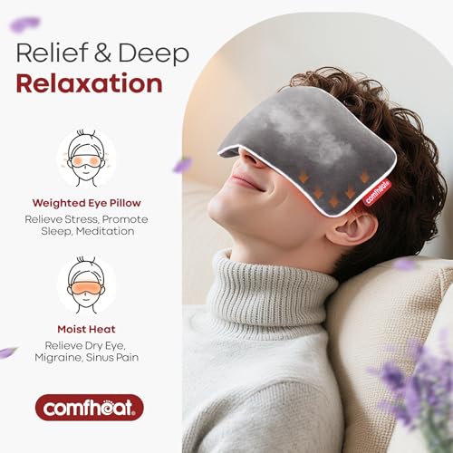 2 Pack Lavender Weighted Eye Pillows for Yoga Microwavable | Moist Heat Eye Compress Mask Pillow with Washable Cover for Relaxation, Sleeping, Meditation, Yoga, Spa, Migraine Relief - color: 2 X Gray (Lavender Scent)
