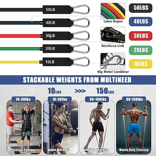 TAIMASI 23Pcs Stackable Resistance Bands Set with Handles Up to 150 Lbs