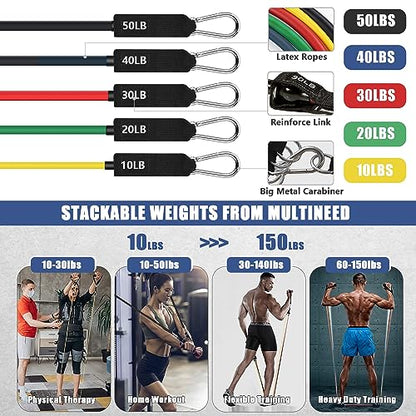 TAIMASI 23Pcs Stackable Resistance Bands Set with Handles Up to 150 Lbs