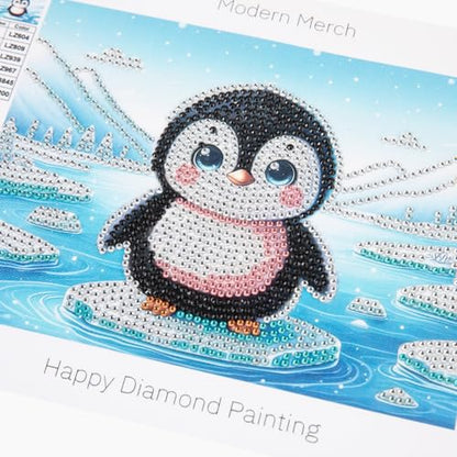 Modern Merch Small Diamond Art Packs Butterfly Deer & Penguin, Animal Diamond Dots for Adults, Jewel Art Painting Kits, Mini Gem Arts and Crafts for Adults, Round Drill 3 Pack Partial Drill - color: Butterfly Penguin Deer