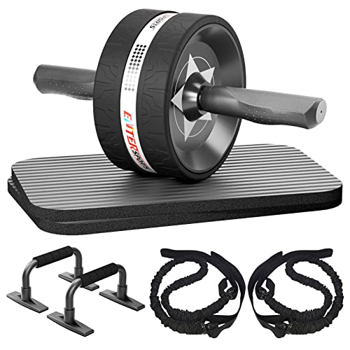 Ab Roller Wheel for Abs Workout with 2 Knee Pads for Home Gym - color: Black