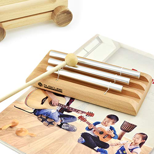 Meditation Chime with 3 Tone (C-E-G) Wooden Hand-held Chimes for Classroom Management, Yoga, Meeting and Sound Therapy, Chime Mallet Included - size: C-E-G-tone