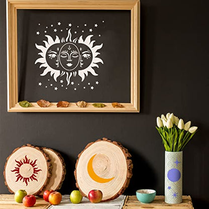 Zubebe 9 Pieces Mandala Sun and Moon Wall Stencil 11 x 11 Inches Moon Sun Flower Mandala Tile Stencils Reusable Painting Templates with Metal Open Ring for DIY Scrapbooks Wood Home Painting
