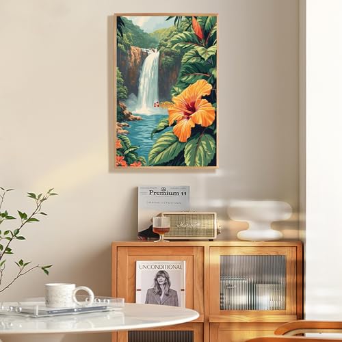 Fountor Framed Paint by Numbers Kit for Adults Beginner & Kids Ages 8-12, Landscape Paint by Number with Frame, Acrylic Flower Painting by Numbers Kit on Canvas 8x12 inch - color: LOP1201, size: 8x12 Inch