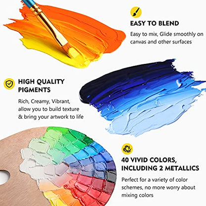 Magicfly Oil Paint, 40pcs (18ml/0.6oz) Oil Paint Set, Oil Paints on Canvas | Professional Oil Painting, Non-toxic, Creamy Texture, Rich Pigments, Easy to Blend, Suit for Artists/Students/Beginners/Kids - size: 40 Colors x 18ml(0.6oz)