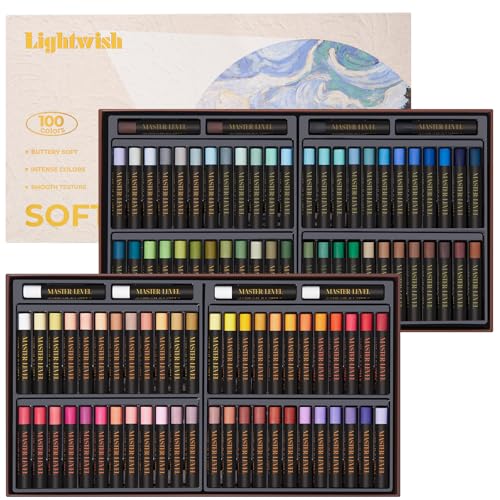 LIGHTWISH Professional Oil Pastels, 100 Vibrant Colors Plus 4 White, Set of 104, Creamy and Pigmented Artist Soft Oil Pastels for Blending, Layering & Shading - color: 100 Colors(104 Sticks)