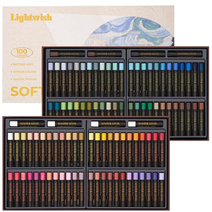 LIGHTWISH Professional Oil Pastels, 100 Vibrant Colors Plus 4 White, Set of 104, Creamy and Pigmented Artist Soft Oil Pastels for Blending, Layering & Shading - color: 100 Colors(104 Sticks)