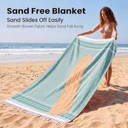Yongoes Turkish Beach Towel Blanket Oversized 82x88 Teal Boho - color: Teal, size: Extra Large 82"x88"（208x224cm）