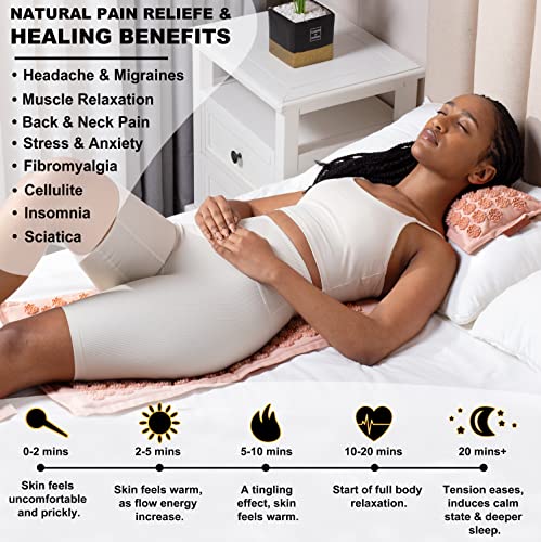 UNMERA Acupressure Mat and Pillow Set,Natural Linen & Coconut Fiber Filling - color: Pastel Pink