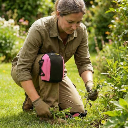 GRENPRO Gardening Knee Pads, Water-Resistant, Quick Buckles, Unisex, Pink - color: Pink
