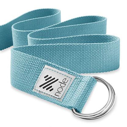 7-1/2' Yoga Strap for Stretching, Woven Cotton Blend Yoga Strap with Adjustable D-Ring Buckle for Exercise, Therapy and Fitness - color: Turquoise