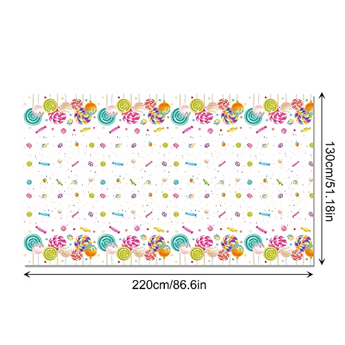 1 Pieces Lollipop Party Plastic Tablecloth 54 x 87 Inch Sweet Candy Long Rectangular Table Cover for Buffet, Colorful Lollipop Party Holiday Dinner, Picnic or Tablecloth for Kitchen Event Use - color: Lollipop