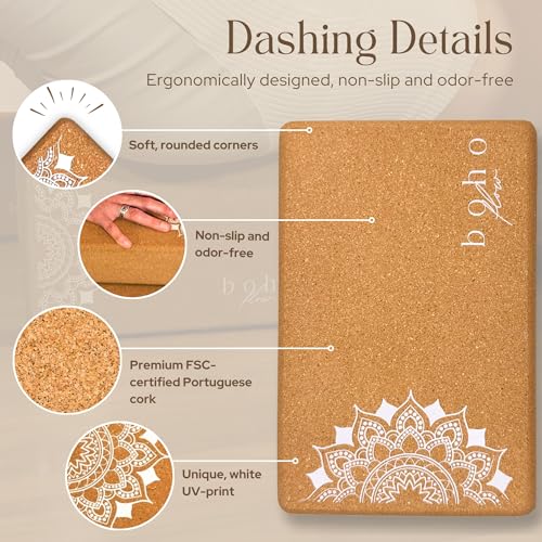 Complete Yoga Bundle with Premium Cork Yoga Mat, Stylish Carry Bag and Practical Cork Yoga Blocks Set with Strap and Storage Bag.