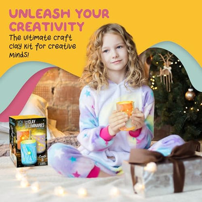 JOiFULi DIY Clay Luminaries Clay Craft Kit Gifts for Kids Girls Boys Teens for Kids Age 8 9 10 11 12