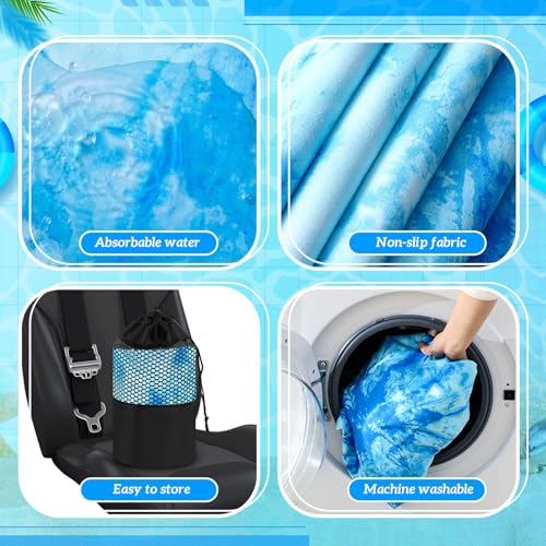 Hahafelt 2 Pack Car Seat Towel Cover with Storage Bag, Blue Tie Dye | 63 x 32 in Car Towel Seat Cover Non Slip Waterproof, Gym Workout Swimming Running, Machine Washable Sweat Absorbent Protector - style: Blue Tie Dye