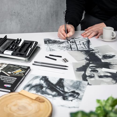 Artists Charcoal Drawing Set | 24-piece Gift Tin Set | The Ideal Starter Set