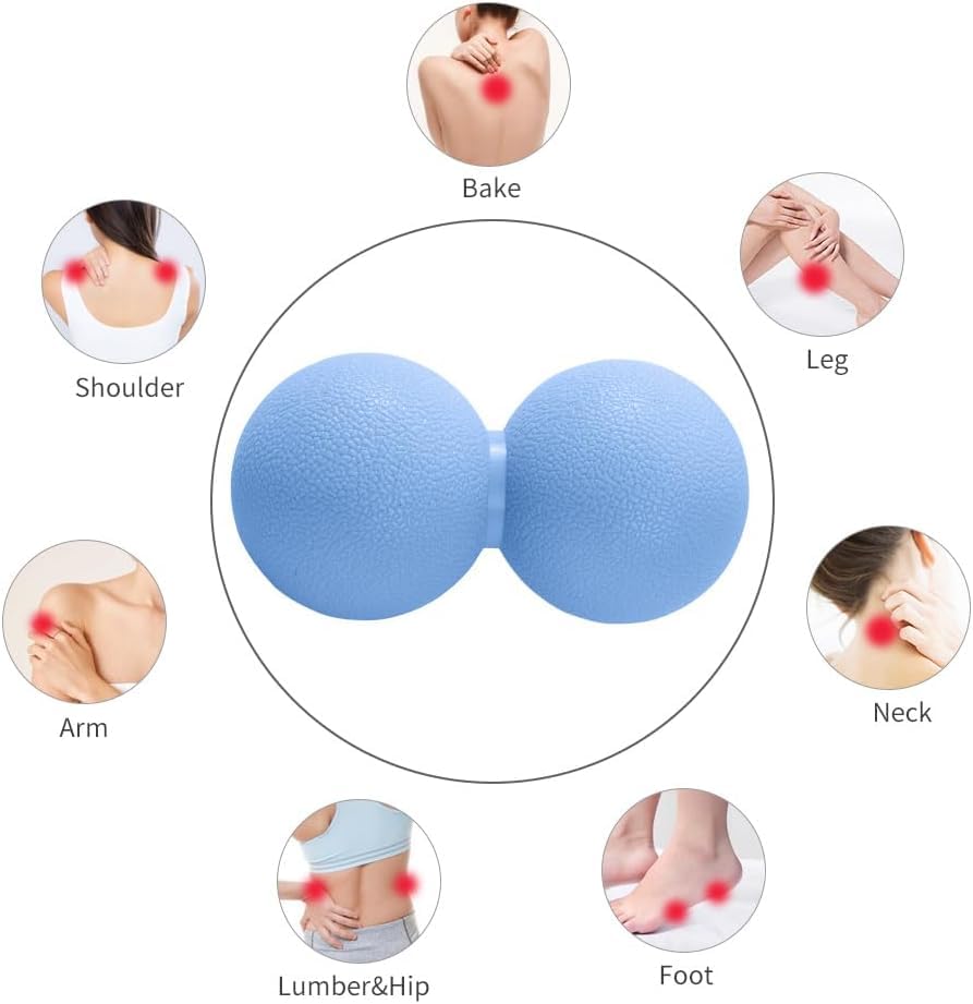 Double Lacrosse & Micro-Elastic Peanut Massage Ball - Myofascial Release Tool for Muscle, Back, Foot, and Physical Therapy, Mobility Roller for Acupressure and Relaxation (Blue) - color: Blue