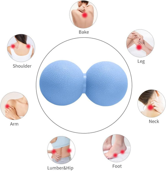 Double Lacrosse & Micro-Elastic Peanut Massage Ball - Myofascial Release Tool for Muscle, Back, Foot, and Physical Therapy, Mobility Roller for Acupressure and Relaxation (Blue) - color: Blue