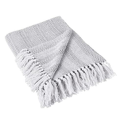 DII Herringbone Striped Collection Cotton Throw Blanket, 50x60, Gray - color: Gray, size: 50x60"