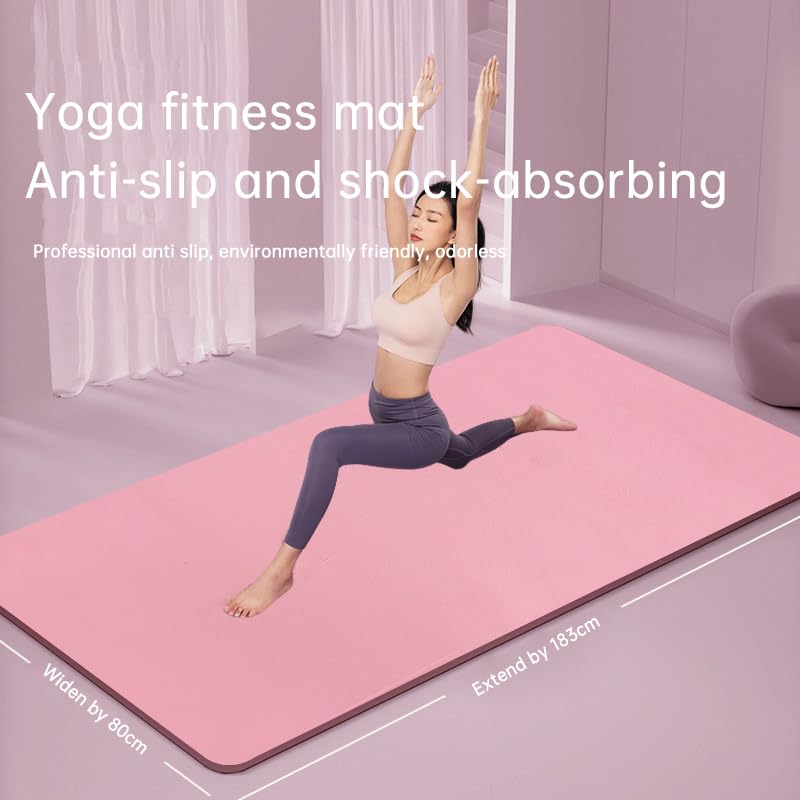 Premium TPE Yoga Mat – 8mm Thick & Double-Sided Non-Slip | Eco-Friendly | Extra Wide 80cm | Joint Protection - color: Pink, size: 72*24*0.31in
