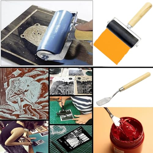 HRJZF 6 Pack Rubber Brayer Roller for Printmaking,Anti Skid Tape Construction Tools, Print,Great for Gluing Application Also,Ink and Stamping Tools 1.4 Inch - color: 1