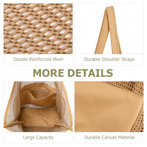 Iioscre Beach Bag for Women, Causal Hobo Handbags with Zipper Inner Pocket - color: Khaki-001