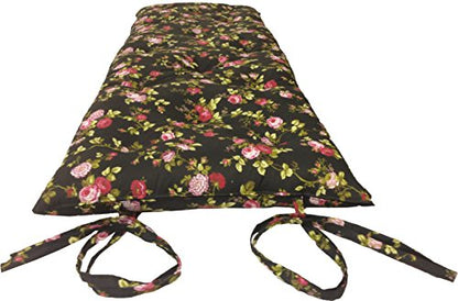 Twin Size Traditional Japanese Floor Futon Mattresses, Tatami Foldable Cushion Mats, Yoga, Meditaion 80 x 39 x 3 (Red Rose Black) - color: Red Rose Black