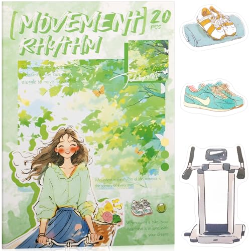 Movement Rhythm Sticker Scrapbooking Supplies for Junk Journal, 20 Sheets PET Stickers - Vintage Journaling Stickers, Ephemera Sticker Book Pre Cut(TZ-009-007) - style: Movement Rhythm