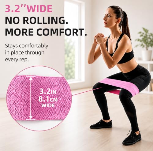 Fabric Resistance Bands,5 Non-Slip Fabric Workout Bands,Booty Bands for Women & Men, Elastic Exercise Bands for Legs, Glutes, Hips & Thighs, Home Fitness & Gym - color: Pink 4-Pack