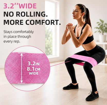 Fabric Resistance Bands,5 Non-Slip Fabric Workout Bands,Booty Bands for Women & Men, Elastic Exercise Bands for Legs, Glutes, Hips & Thighs, Home Fitness & Gym - color: Pink 4-Pack