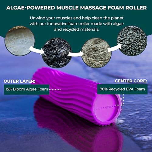 Oceanfoam Ripple Travel Foam Roller (11" x 3.35") Firm Mini Foam Roller for Physical Therapy, Deep Tissue Massage, Back Pain - High Density, Ergonomic Wave Textured - Yoga, Pilates, Exercise (Magenta) - color: Magenta