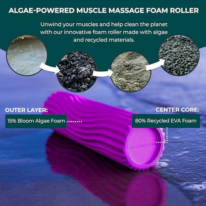 Oceanfoam Ripple Travel Foam Roller (11" x 3.35") Firm Mini Foam Roller for Physical Therapy, Deep Tissue Massage, Back Pain - High Density, Ergonomic Wave Textured - Yoga, Pilates, Exercise (Magenta) - color: Magenta
